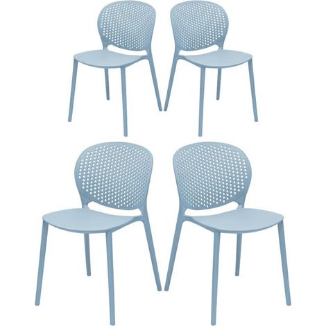 Set da quattro sedie esterne azzurre modello Lolly (1/5)