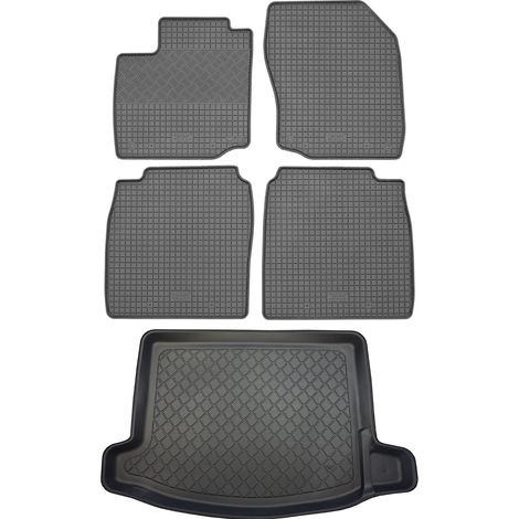 Ensemble de tapis de sol en caoutchouc pour Honda Civic IX Hatchback (5 portes) de mars 2012 à février 2017 : tapis de sol de voiture et tapis de coffre. (1/5)