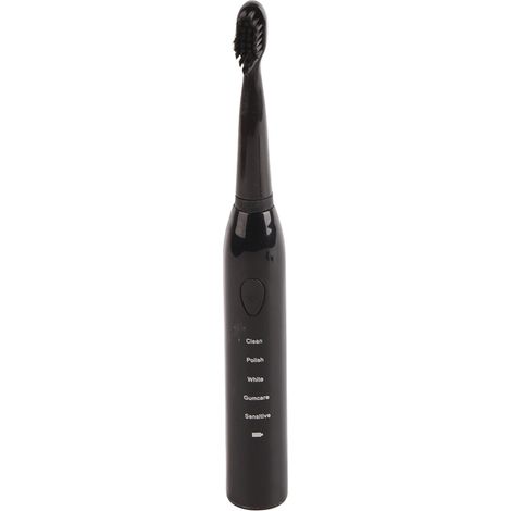 Brosse à dents électrique sonique USB rechargeable étanche adulte, noir, nettoyage profond doux, 5 modes, 2 têtes, voyage, hygiène bucco-dentaire (1/5)