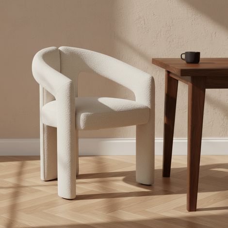 Design Esszimmerstuhl Beige Bouclé Maro – Vollstoff