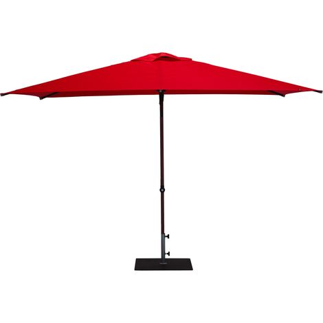 Ombrellone da Giardino 3x2 m Palo Ø38 mm in Alluminio Effetto Legno Tessuto Poliestere Trend Wood Rosso (1/5)