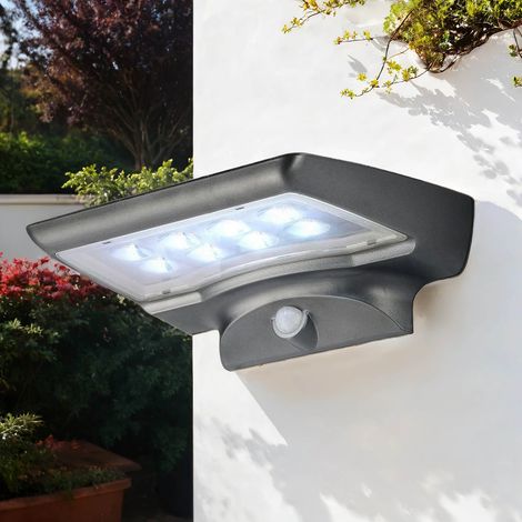 LED Wandlampe außen Garten Terrasse IP44 mit Bewegungsmelder Grau 3000 K 350 lm Solarleuchte (1/2)