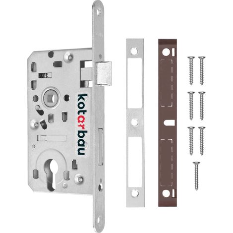 Serrure à larder - 72/55 mm - DIN droite - Cylindre profilé - Serrure de porte avec contre-plaque - Acier galvanisé - Argent (1/5)