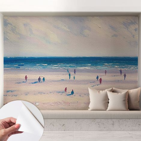 Papier peint adhésif avec colle pour décoration moderne de salon chambre à coucher cuisine et bureau Facile Paysage marin 208x146 cm (1/5)