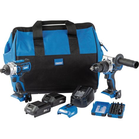 Draper D20 Fix 'N' Go Kit (8-Piece) with 2x 5Ah Batteries, Charger, and Storage Bag (1/5)