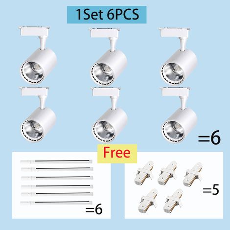 LED Schienenstrahler Set 6-flammig, 40W, Weiß, Warmweiß, Schwenkbare Deckenstrahler mit 6 x 0,5 m Schienen und Verbindern