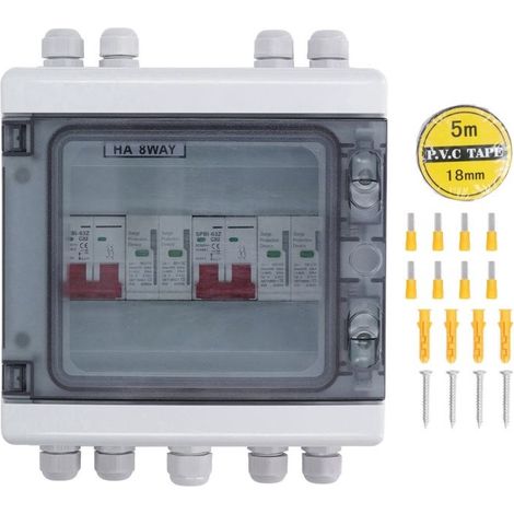 Sectionneur PV DC500V 2E/2S – Protection surtensions 20-40kA – Boîtier IP65 étanche 32A – Système solaire (1/5)