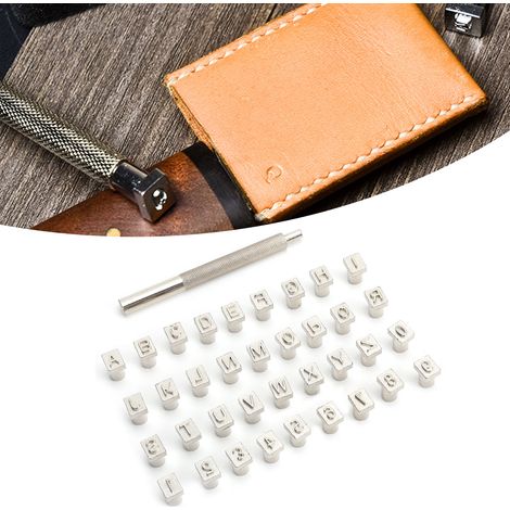 37-teiliges Set zur Bearbeitung von pflanzlich gegerbtem Leder, mit Digitaldruck, englischer Beschriftung und handgefertigten Lederschnitzwerkzeugen, 6,5 mm (1/5)