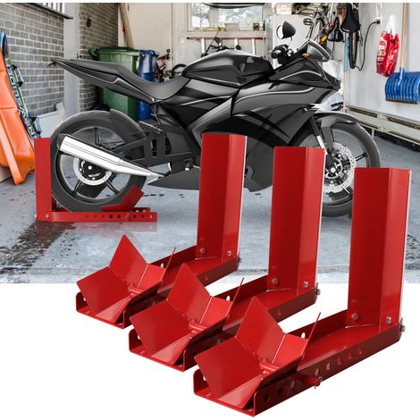 SWANEW Cavalletto per moto 3 basculante per rimorchio moto regolabile aiuto al carico cavalletto per moto morsetto per ruota anteriore con 9 fori per bulloni di ancoraggio (3 pezzo) (1/5)