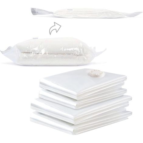 Sac De Rangement Sous Vide - 80x100 cm + 80x120 cm - Réutilisable Anti-Poussière Et Anti-Humidité - Pour Vêtements Et Textiles - Lot De 4
