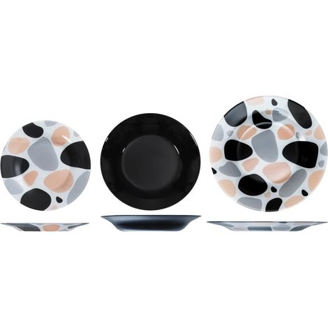 Servizio di Piatti da Tavola in Vetro Pebble 18 Pezzi Pasahbace (1/3)