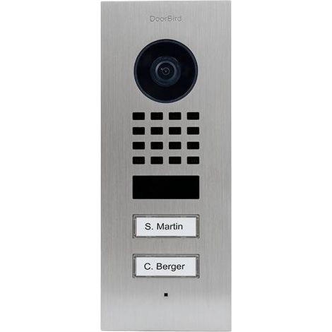 Vidéo IP Doorbird D1102V. Bloc-porte. Acier inoxydable (V2A). 2 boutons d'appel encastrés.