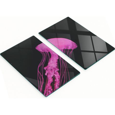 Tablas decorativas de cristal para servir aperitivos, dise帽o de medusas rosas, 2x30x52 cm