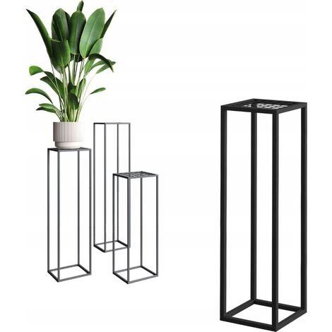 Supporto per fiori da terra in metallo stile loft, nero, moderno, in rete metallica, Renes M 19x19x75 (1/5)