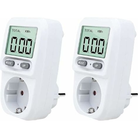 2PC Wattmetre Prise, Intelligente Portable Prise Compteur D'énergie avec L'écran D'affichage à Cristaux Liquides, Protection Contre Les Surcharges, Puissance Maximum 3680W, pour Domicile (1/4)