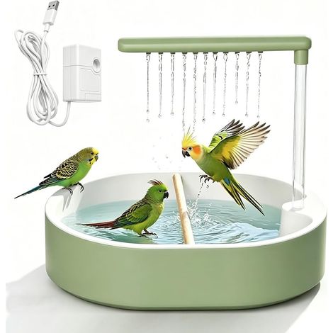 Bain Oiseau Automatique - 1 Unité - Plastique ABS - Fontaine Circulation USB - Cage Calopsitte Inséparable (1/5)