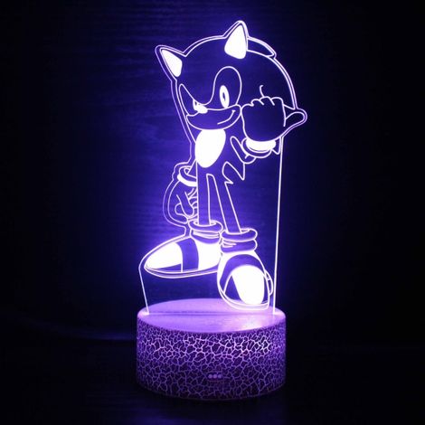 Lampe 3D Sonic Boy Sonic avec panneau LED tactile Base noire : Colorful Touch ZB-2624 (1/4)