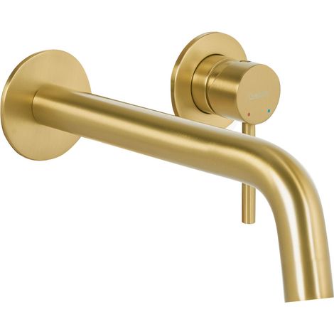 Rubinetto miscelatore in ottone a parete monocomando dorato Traful (1/5)
