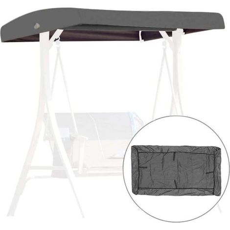 Toit de rechange imperméable pour balancelle de jardin 3 places – Dimensions 191x120x23cm – Tissu oxford durable – 4 poches renforcées (1/5)