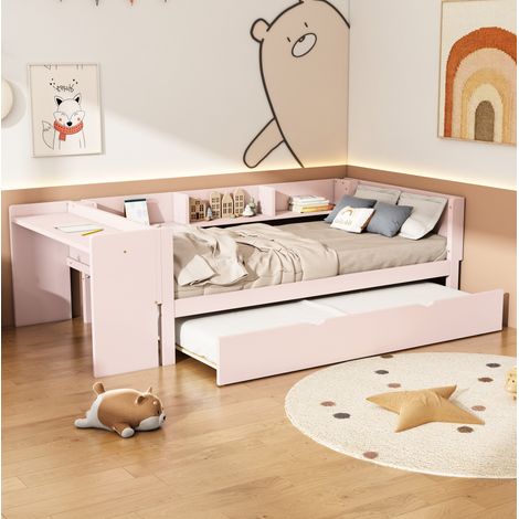 Bett Bettgestell ausziehbar 90x200 mit Schreibtisch OKMYHOME (1/5)