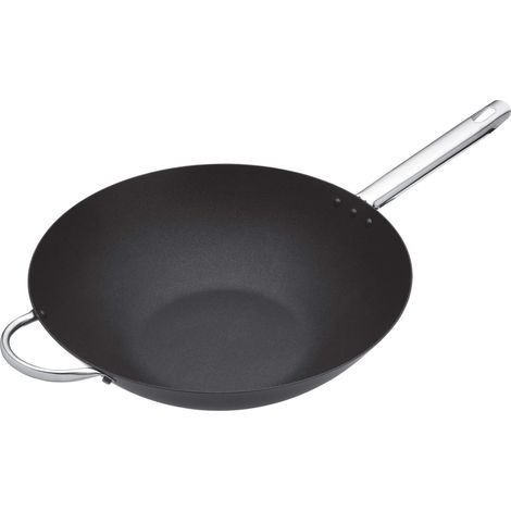 Wok professionale aster nero 35,5 cm acciaio carbonio