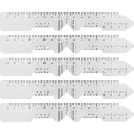 5 pièces Règle PD Ophtalmique Transparente Marquage Précis Bords Lisses pour Mesure de Distance Pupillaire Hôpitaux (1/5)