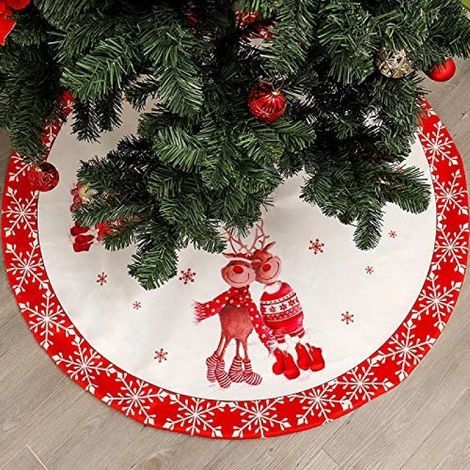 Tapis de sapin de Noël - Tapis de décoration de sapin de Noël de 120 cm pour les fêtes de fin d'année (1/4)