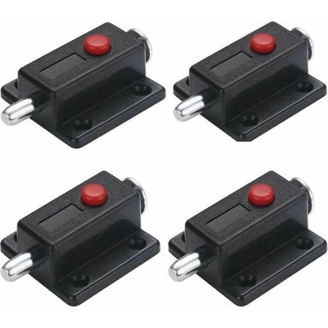 Lot de 4 verrous de porte automatique à ressort avec bouton à ressort Noir,GU.B/bon (1/4)
