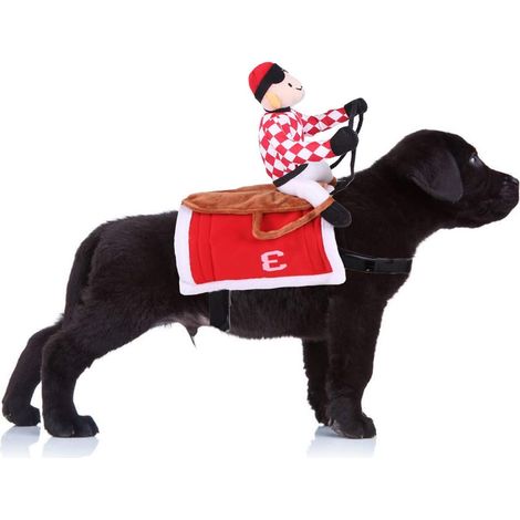 Déguisement de jockey pour chien/chat, idéal pour une course hippique d'Halloween (rouge) (1/5)