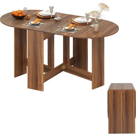 Table Pliante de Cuisine Salle à Manger, Table à Manger en Bois pour 4 à 7 Personnes, pour Salon, Jardin, Balcon, Bureau, Marron (1/5)