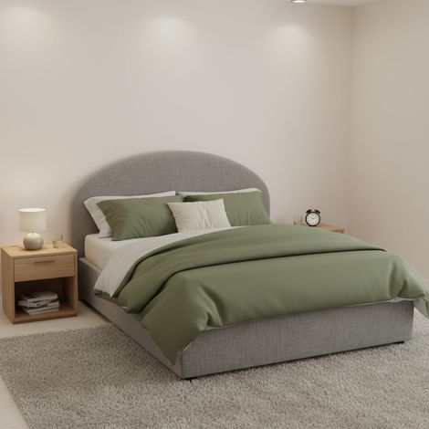 Talamo Italia Cama de plaza y media Connie, Cama contenedor con revestimiento de tela, 100% Made in Italy, Apertura frontal, con colchón Cm 120x190 incluido, Gris, con embalaje reforzado (1/5)
