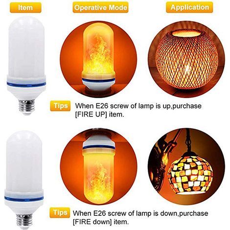Ampoule LED effet flamme inversée – modèle 5 – Halloween / Noël / fête / porche / terrasse – sans flamme (1/5)