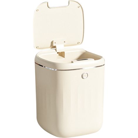 Poubelle Automatique 20L Capteur Sans Contact Facile à Nettoyer PP Imperméable Corbeille Électrique pour Cuisine Salle de Bains Blanc Crème Fonctionne sur Piles (1/5)