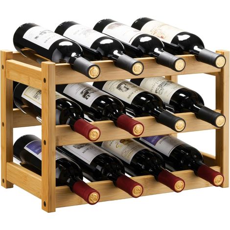 Étagère à vin murale en métal et bois – 3 niveaux