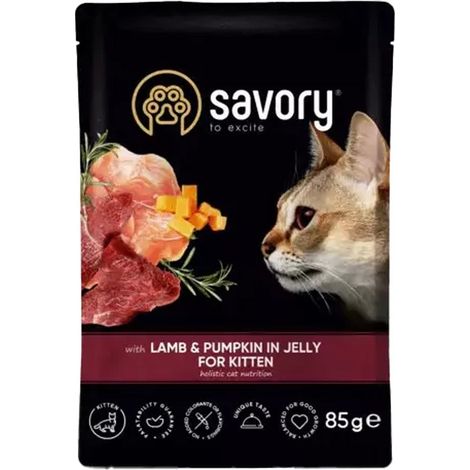 Delicadeza para gatitos: cordero con calabaza en gelatina, sabroso para gatitos, 85 g.