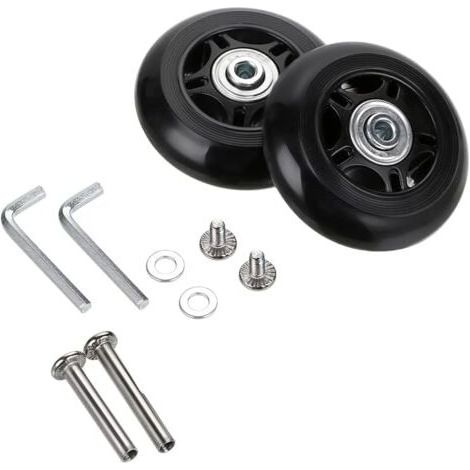 2er Set Kofferrollen Ersatzrollen Gepäcklager Reparatur 70x24mm Schwarz  FLITI