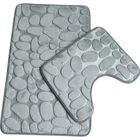 Lot de tapis bain antidérapants sur pied salle confortable antidérapant 2 violet (1/4)