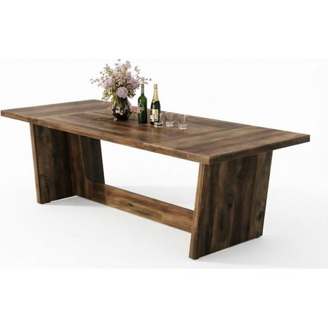 Mesa de comedor de madera marrón con base estable (1/5)
