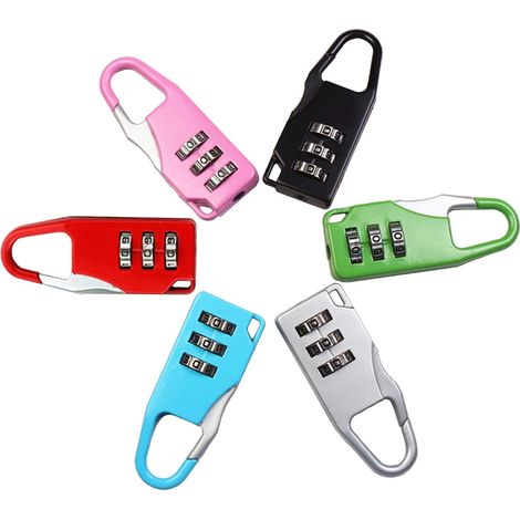 CSPARKV - Candado de combinación mini reiniciable de 6 piezas, con código pequeño de 3 dígitos, antirrobo, para equipaje, taquillas, gimnasios, escuelas, cercas y almacenamiento (1/4)