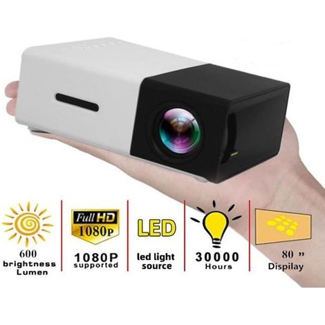 Mini Projecteur 1080P , Vidéoprojecteur Portable pour Home Cinéma Dessins Animés, Compatible avec HDMI/USB/AV/Ordinateur, Noir (1/3)