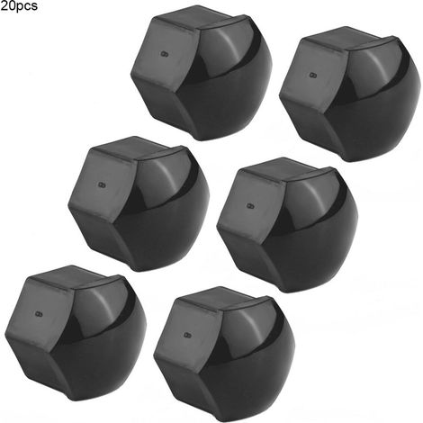 20 capuchons d'écrou de roue 19mm - Cache-vis jante auto - Protection extérieure pour moyeu et boulons (Noir) (1/5)