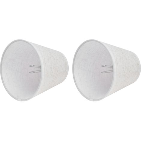 Lot de 2 abat-jour en tissu à clipser pour lampe de table à vis E14, style chandelier ou lustre, PT13, beige et blanc. (1/5)