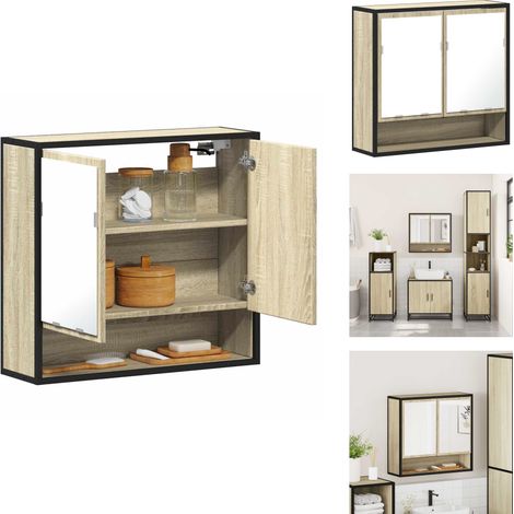 Armoire à miroir de salle de bain chêne sonoma bois ingénierie - Armoire De Toilette Avec Miroir - Armoires De Toilette Avec Miroir - Armoire À Miroir - Armoire De Toilette (1/5)