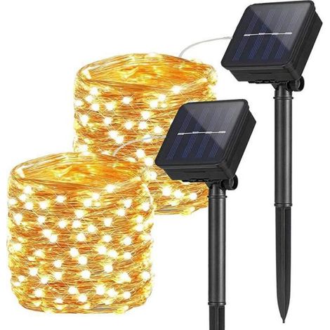 Guirlande Lumineuse Exterieur Solaire - 2 Pack - 10M 100 LED - Étanche - Auto ON-OFF - Décoration Lumière (1/4)