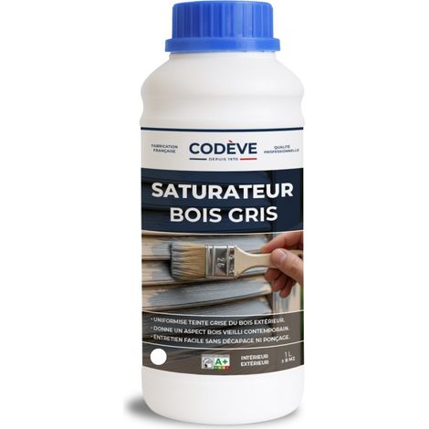 Saturateur Bois Gris - 1 L - Codeve Bois - Pour Rendre Le Grisaillement De Votre Surface En Bois Plus Uniforme.