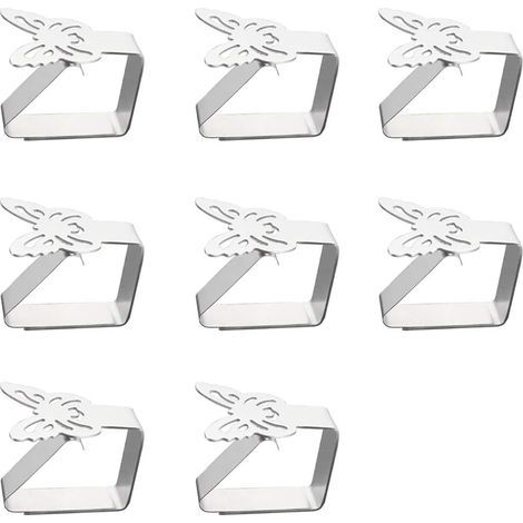 8 Support de Pince de Clip de Accroche Nappe en Acier Inoxydable Papillon Couverture de Table Clip Support de Nappe l'épaisseur de la Table ne Dépasse Pas 3 cm(6.25cm) (1/4)