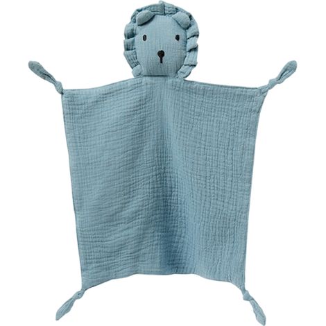 1 doudou lapin en mousseline de coton biologique, 25 x 25 cm, doux et respirant, sans petites pièces détachables, pour bébé (1/5)