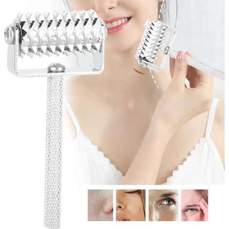 Rouleau de Massage Visage en Acier Inoxydable avec Micro-Aiguilles pour Soins de la Peau (1/5)