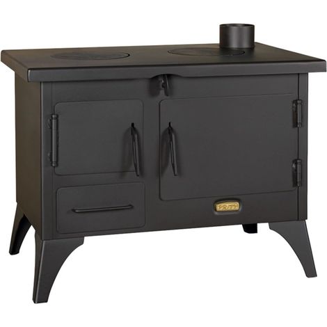 Stufa a legna da giardino da 5 kW per cottura cibi. Dotata di forno, fornello, canna fumaria e con coperchio incluso