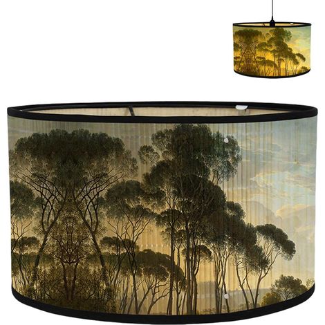 Abat-jour en lin, abat-jour fait main pour lampadaire, suspension et lampe de table, douille E27, abat-jour anti-éblouissement, diamètre 30 cm x hauteur 20 cm (pin E) (1/5)